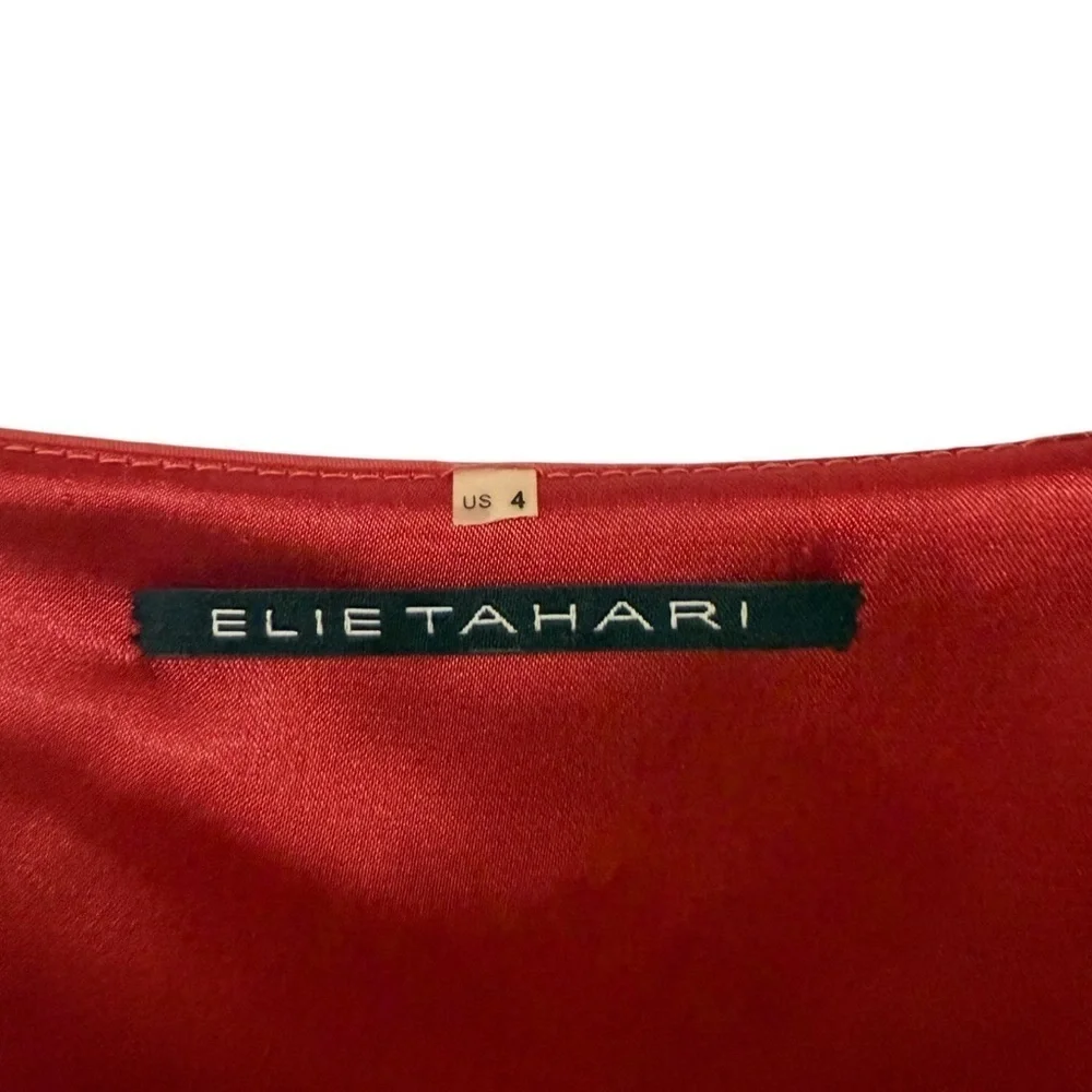 Elie Tahari Vibrant Red Midi Dress Size 4